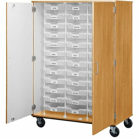 I.D. SYSTEMS 67'' Tall Maple Mobile Storage Cabinet with 36 3'' Bins 80243F67073 538243F67073